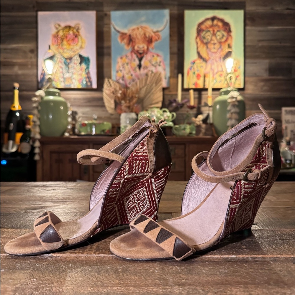 Anthropologie Boho Wedge Sandals